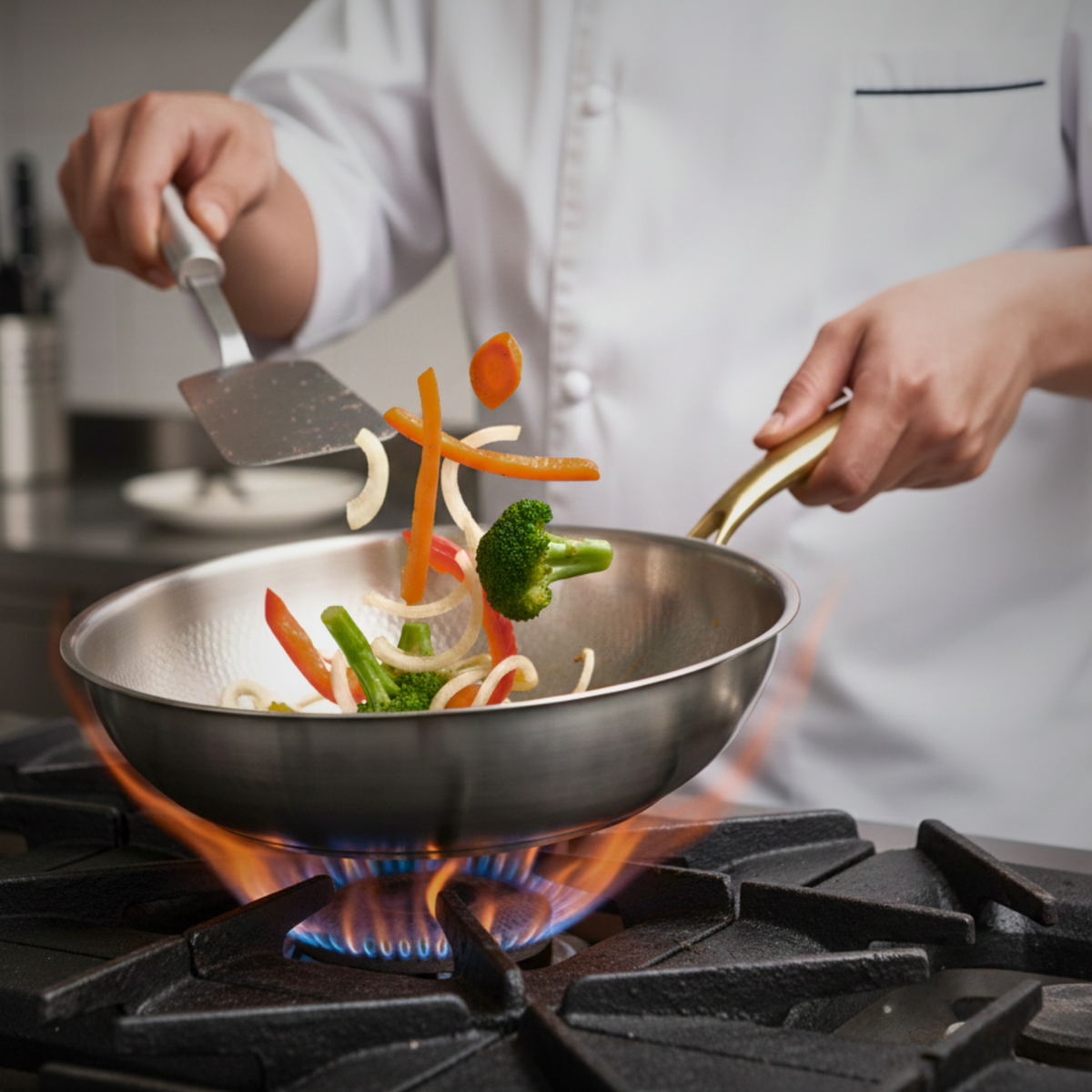 Set essentiel de poêles en titane – gros plan sur le titane pur