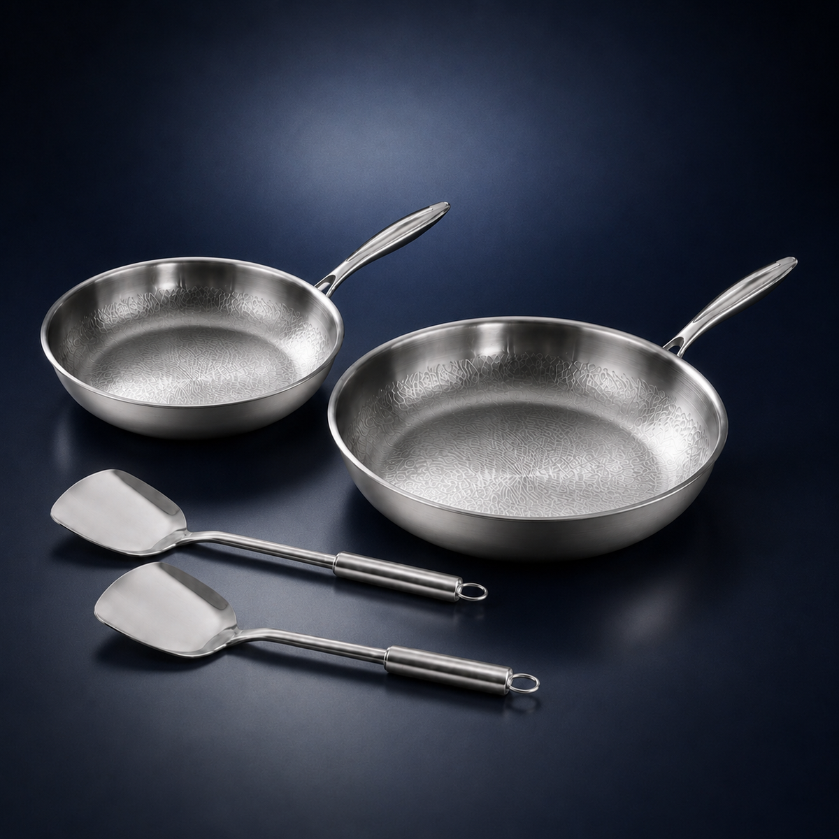 Duo de poêles martelées en titane pur Maison Ferré® Pro